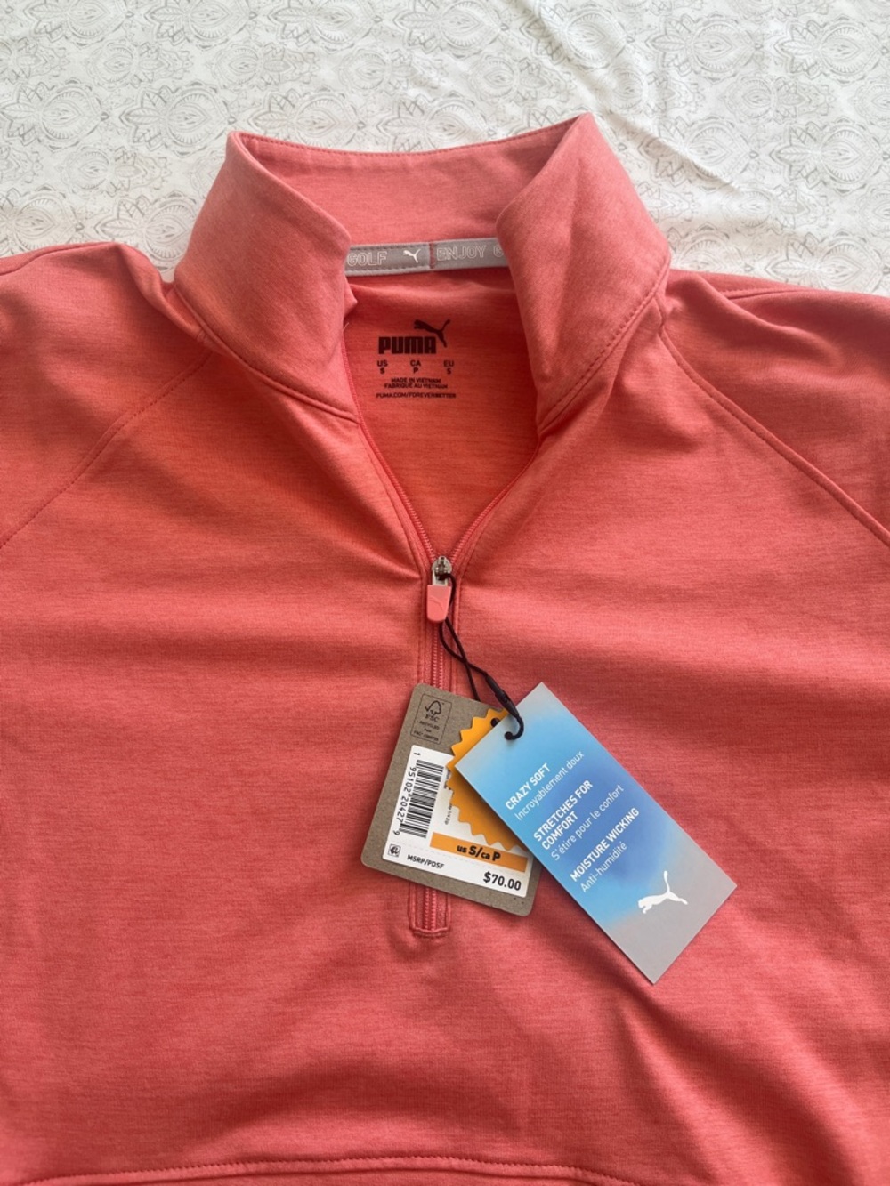 Puma - Coral Pink Quarter-Zip Pullover Hoodie - Picture 5 of 7